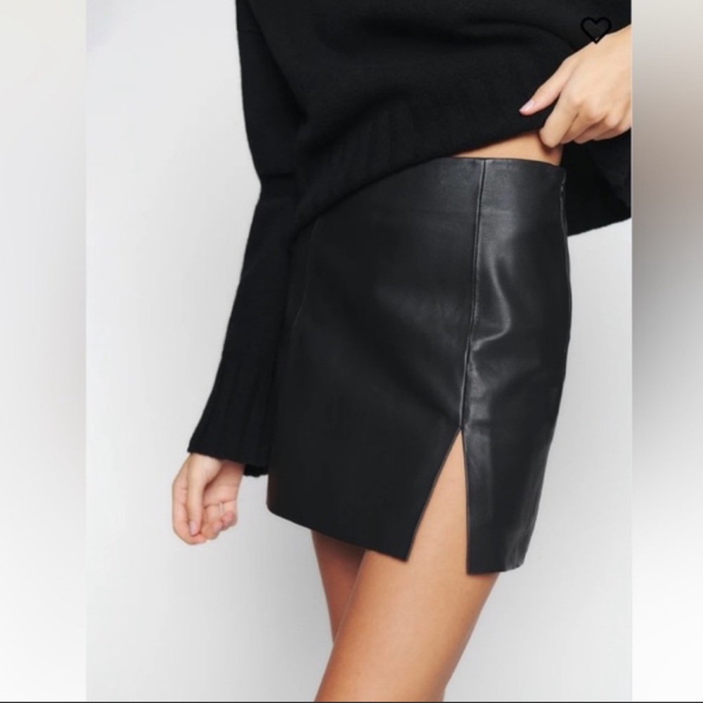 Sunday Best Aritizia Black Leather Mini Skirt with Slit